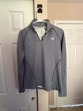 Adidas Golf Quarter Zip Size S Gray/Blue Textured Pullover